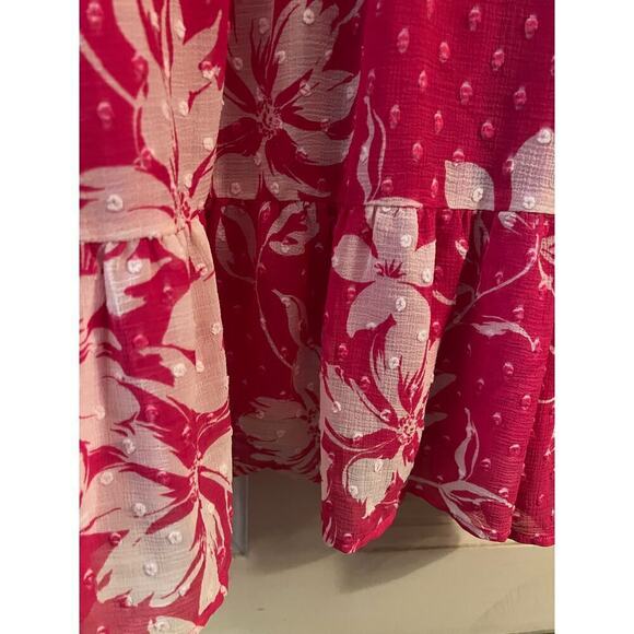 Torrid Chiffon Swiss Dot Babydoll Balloon Sleeve Floral Dress ruffle - Picture 7 of 8